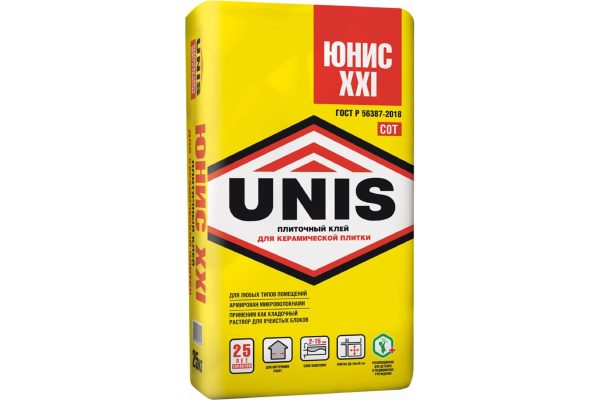 Плиточный клей UNIS Юнис-XXI класс С0T, 25 кг 4289 4607005180049.
