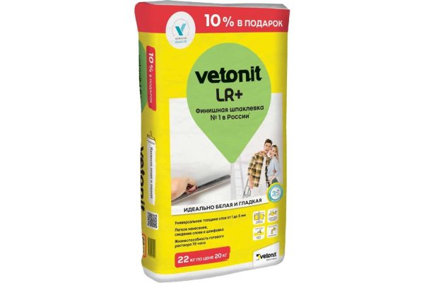 Финишная шпаклевка Vetonit Lr+ 20 кг 1027481 - Финишная шпаклевка.