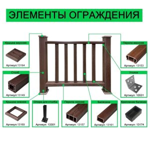 Декоративные перила из ДПК Faynag Wood Шоколад 1500х95х50 мм.
