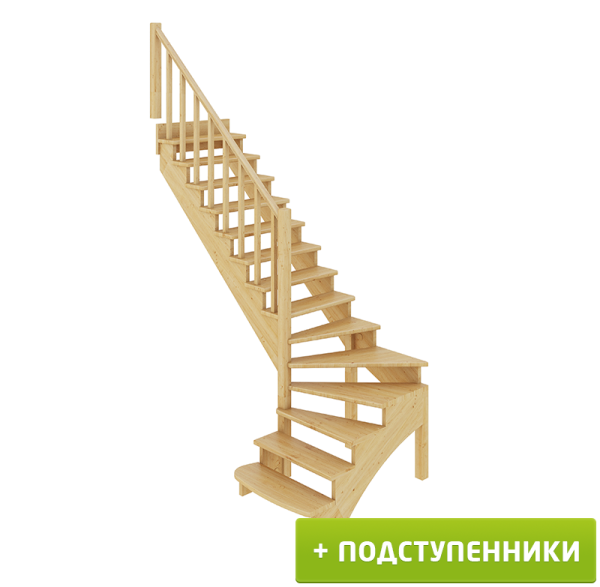 Лестница с подступенками из сосны