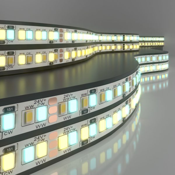 Светодиодная лента 24V 16W 240Led 2835+2835 IP20 MIX теплый белый/холодный белый, 5м.