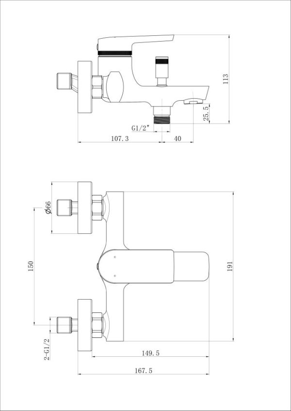 Смеситель Royce Queen RCM-120103CR для ванны и душа, хром - Стильный хромированный смеситель