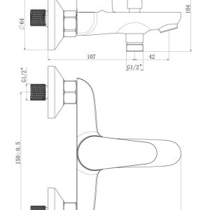 Смеситель для ванны и душа Royce Uno RCM-120702CR, хром