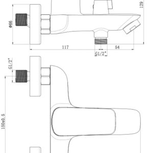 Смеситель для ванны и душа Royce Abby RCM-120303CR, хром
